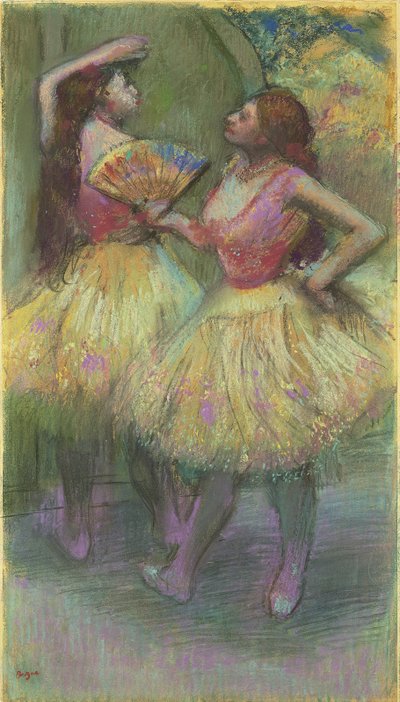 Dva tanečníci před vstupem na jeviště; Avant l"entree en scene, 1888 od Edgar Degas