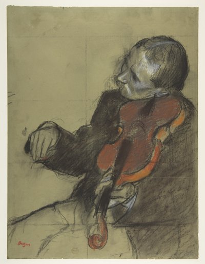Houslista, studie k dílu „Taneční lekce“ od Edgar Degas