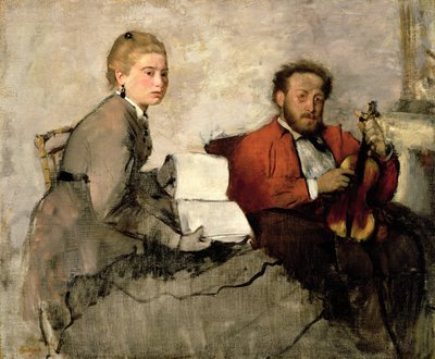 Houslista a mladá žena, kolem roku 1871 (olej a pastelka na plátně) od Edgar Degas