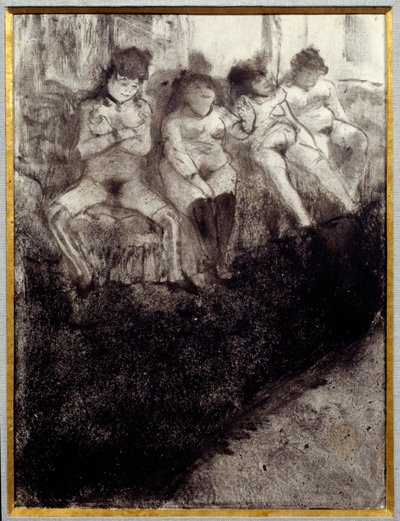 Čekání na druhou verzi. V nevěstinci čekají na zákazníky prostitutky. Obraz Edgara Degase od Edgar Degas