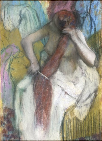 žena česání vlasů od Edgar Degas