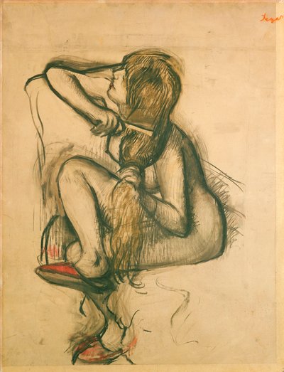 Žena si česá vlasy od Edgar Degas