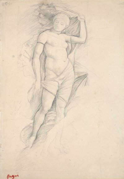 Žena, částečně zahalená, s mírnou Studií kentaura, vpravo dole, konec 19. století od Edgar Degas