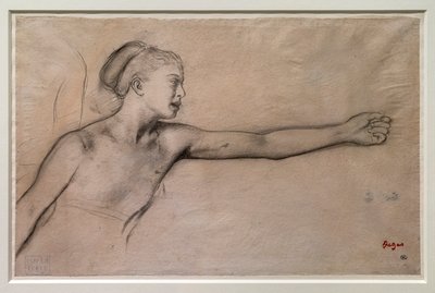 Young Spartan girl (studie pro „Little Spartan girls provoking boys“). Kolem 1860-1862. Černá tužka, grafit, mísí se na pauzovacím papíře. od Edgar Degas