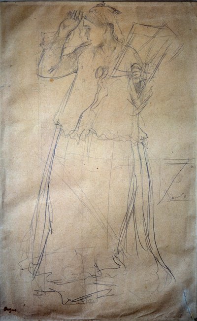 Mladá žena zpívá Kresba v Olověném dole od Edgara Degase (1834-1917) Paříž 19. století, Muzeum Louvre od Edgar Degas