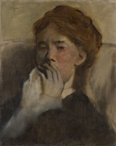 Mladá žena s rukou přes ústa, ca. 1875. od Edgar Degas