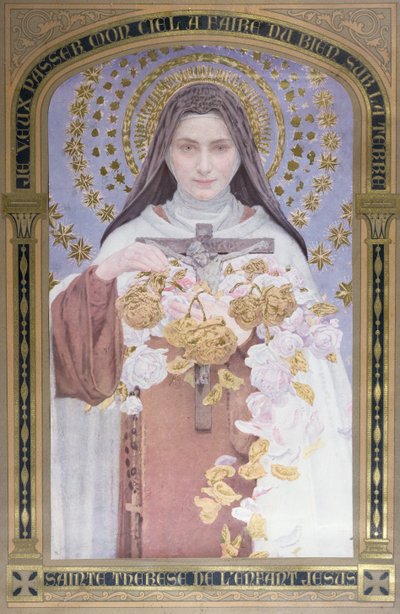 Svatá Terezie z Lisieux (1873-97) 1928 (akvarel na papíře) od Edgar Maxence