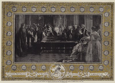 Její Veličenstvo královna udělila císaři Napoleonovi III. Řád podvazku na zámku Windsor, duben 1855 od Edgar Melville Ward