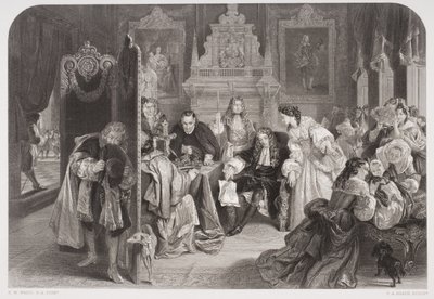 James II (1633-1701) přijímající zprávy o přistání prince Oranžského, vyryl F.A. Heath od Edgar Melville Ward