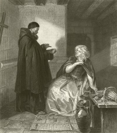 Julie v cele mnicha Lawrence (rytina) od Edgar Melville Ward