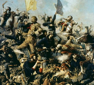 Bitva u Little Bighornu, 25. června 1876 (olej na plátně) (detail uprostřed) od Edgar Samuel Paxson