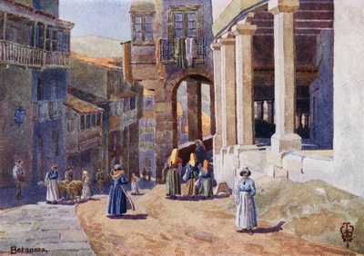 Severní Španělsko: Betanzos, kolonádová Calle (barevné lito) od Edgar T. A. Wigram
