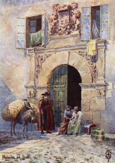 Severní Španělsko: Leon, vchod do starého paláce (barevné lito) od Edgar T. A. Wigram