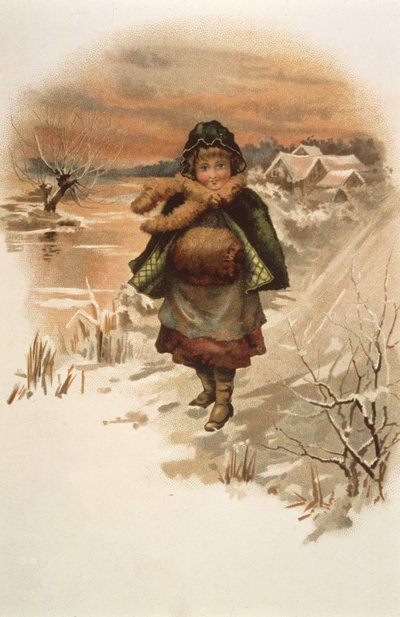 Dívka na zasněžené silnici, ilustrace z filmu Kde žijí lilie, 1889 od Edith S. Berkeley