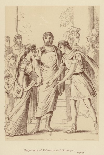 Espousaly Palamona a Emelye (litografie) od Edith Scannell