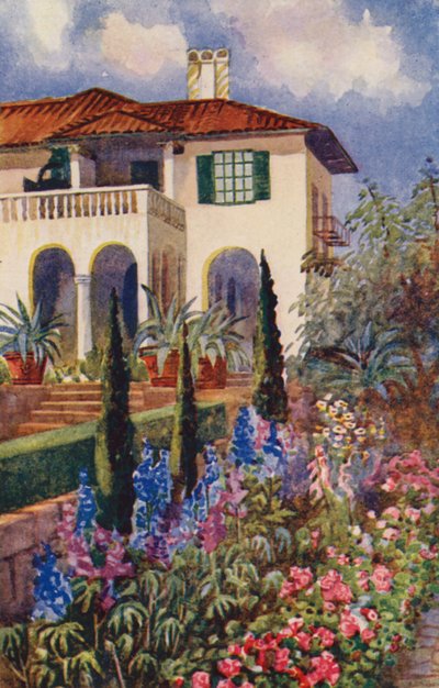Roh zahrady ve Villa Arcadia, Johannesburg (barevné lito) od Edith Struben