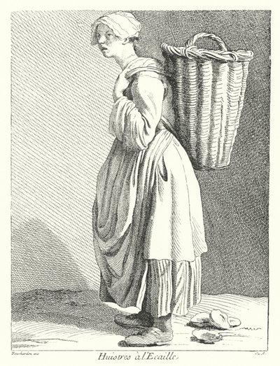 Prodejce ústřic (rytina) od Edmé (after) Bouchardon