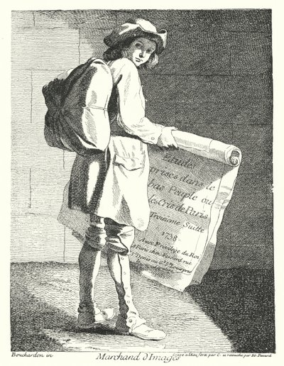 Prodejce obrázků (rytina) od Edmé (after) Bouchardon