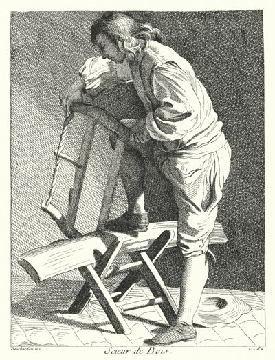 Wood Sawyer (rytina) od Edmé (after) Bouchardon