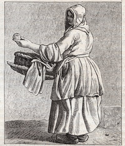 Obchodník s pečenými jablky - Pepetit metier de Paris (Studie provedené v nižších lidech neboli Cris of Paris) - rytina Edma Bouchardona (1698-1762) od Edmé Bouchardon