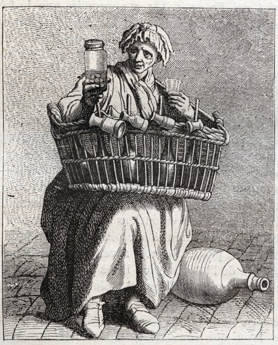 Obchodník s koňakem - Pepetit metier de Paris (Studie provedené v nižších lidech neboli Cris of Paris) - rytina Edma Bouchardona (1698-1762) od Edmé Bouchardon