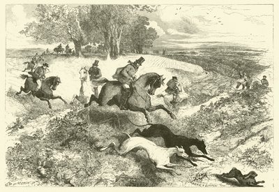 Hare coursing v Anglii (rytina) od Edmond (after) Morin