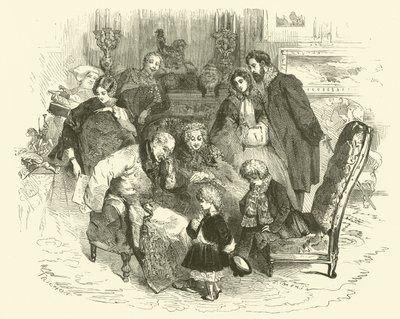 Scény pařížského života: Nový rok rodičů (rytina) od Edmond (after) Morin