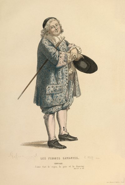 Kostým pro roli Chrysale, asi 1868 (rytina) od Edmond Aime Florentin Geffroy