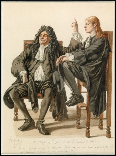 Portrét Monsieur Diafoirus pere et fils, cca 1870 (akvarel) od Edmond Aime Florentin Geffroy