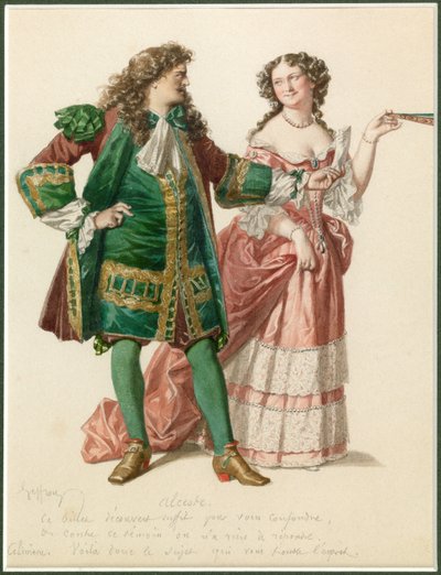 Portrét Alcesta a Celimene, asi 1870 (akvarel) od Edmond Aime Florentin Geffroy