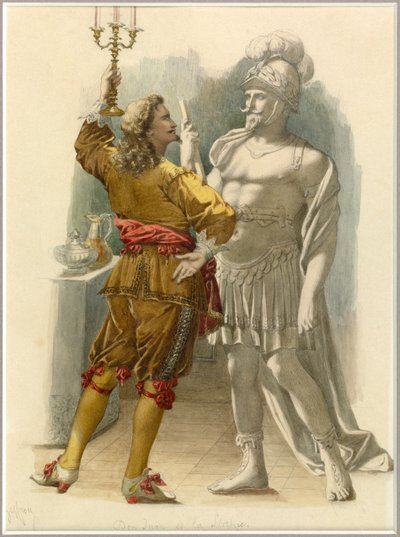 Portrét Dom Juana a sochy, asi 1870 (akvarel) od Edmond Aime Florentin Geffroy