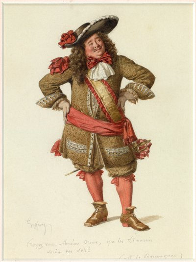 Portrét pana de Pourceaugnac, asi 1870 (akvarel) od Edmond Aime Florentin Geffroy