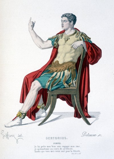 Postava Pompee v divadelním díle Sertorius - Full Theatre: (Sbírka her Corneille) kresba Geffroy, rytina Delanoux - ed. Laplace, Sanchez et Cie, Paříž 1884 od Edmond Aime Florentin Geffroy