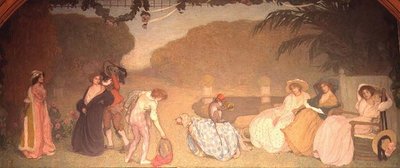 Mladé dívky sledující divadlo pod širým nebem od Edmond François Aman Jean