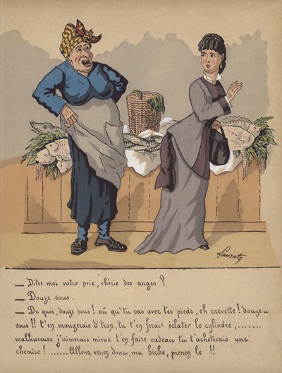 Rozhovor u stánku s rybami (barevné lito) od Edmond Lavrate