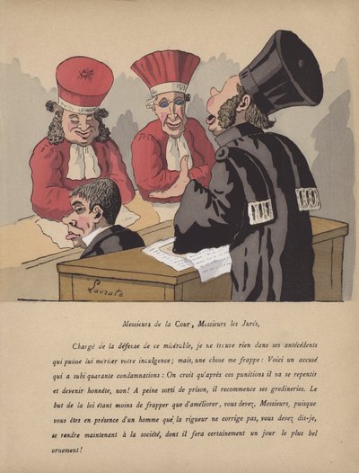 Scéna ze soudní síně (barevné lito) od Edmond Lavrate