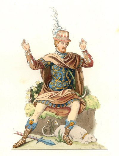 Francouzský gentleman na sobě starožitný kostým od Edmond Lechevallier Chevignard