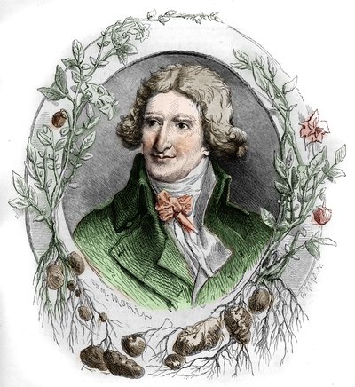 Portrét Antoina Augustina Parmentiera (1737-1813), francouzského vojenského lékárníka a agronoma. Rytina Edmonda Morina od Edmond Morin