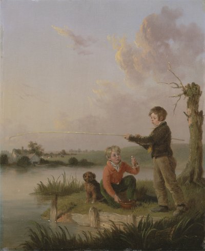 The Young Anglers (olej na panelu) od Edmund Bristow