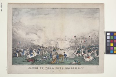 Siege Of Vera Cruz, 25. března (ručně kolorovaná litografie) od Edmund Burke Kellogg