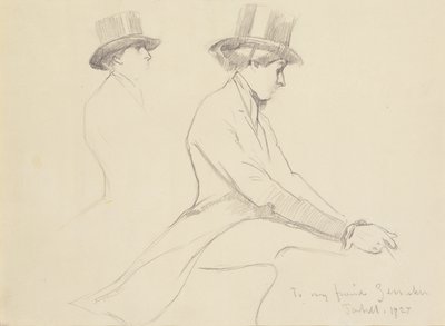 Jezdecké figury (tužka na papíře) od Edmund Charles Tarbell