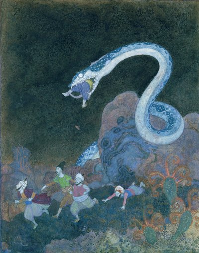 Srbská pohádka: Epizoda s hadem (akvarel na papíře) od Edmund Dulac