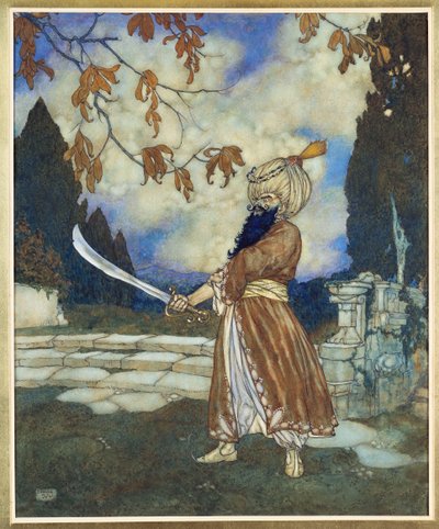 Modrovous,1910 (akvarel, kvaš, pero a černá tuš na papíře) od Edmund Dulac