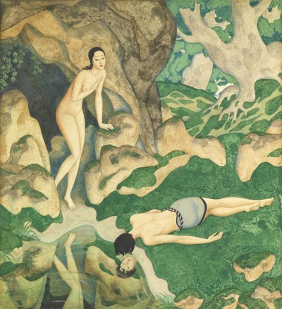 Echo a Narcis (akvarel a kvaš na papíře) od Edmund Dulac