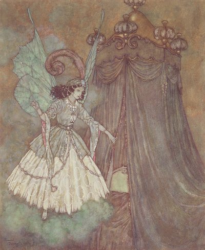 "Ocitla se tváří v tvář vznešené a krásné dámě", ilustrace z filmu "Kráska a zvíře". od Edmund Dulac