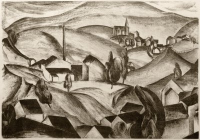 Krajina s domy od Edmund Fabry