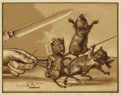 Ilustrace pro tři slepé myši (barevné lito) od Edmund G. Caldwell