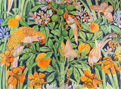 Jungle Chat c1930 (kvaš na papíře) od Edmund Hunter