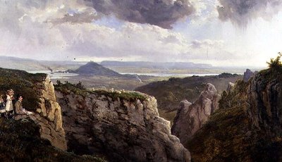 Elbor Rocks při pohledu na Glastonbury s umělcem E.J. Niemann, maloval A.F. de Prades od Edmund John Niemann