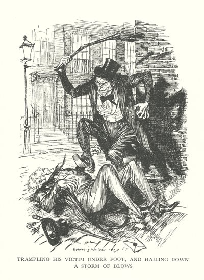 Ilustrace ke knize R. L. Stevensona Podivný případ doktora Jekylla a pana Hyda (litografie) od Edmund Joseph (after) Sullivan